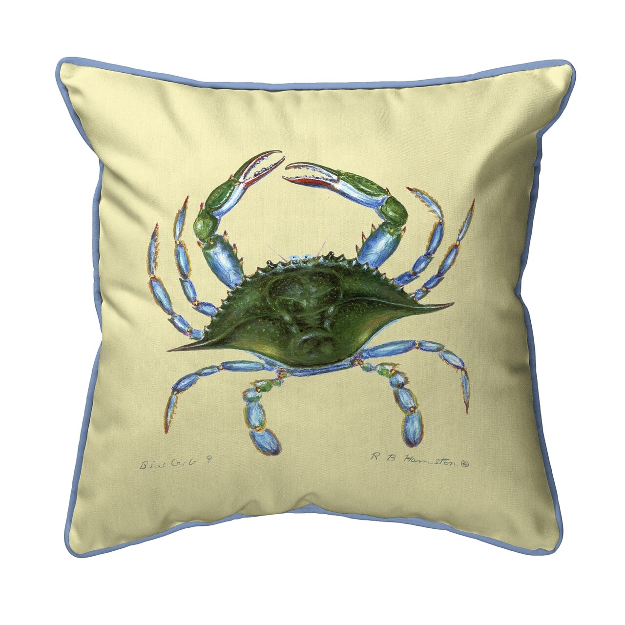 Betsy Drake Blue Crab - Female Large Indoor/Outdoor Pillow 18x18